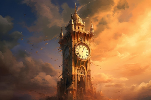 reloj torre fondos de pantalla digital concepto arte