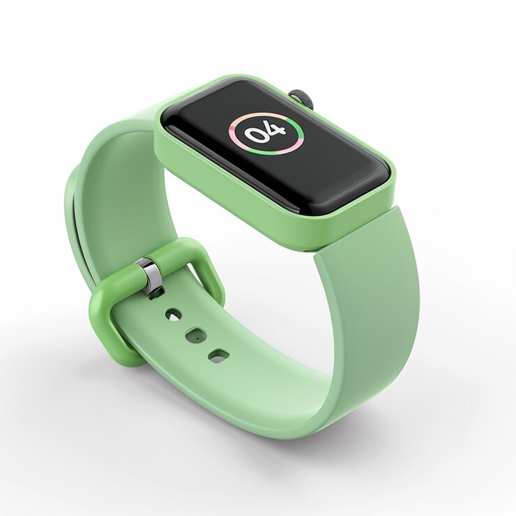 un reloj verde con un logotipo negro en el frente