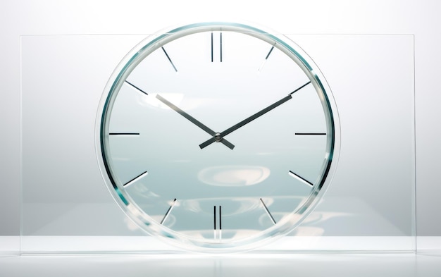 reloj de vidrio aspecto elegante vista sobre fondo blanco