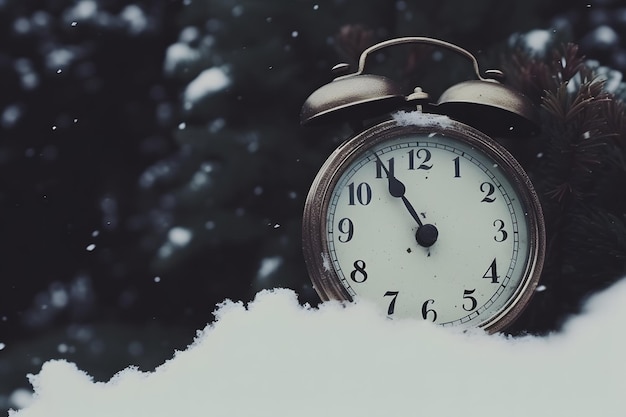 Foto reloj vintage al aire libre en invierno red neuronal ai generada