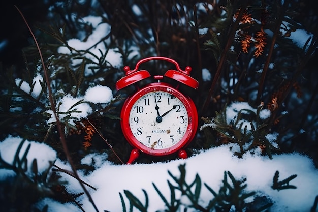 Reloj vintage al aire libre en invierno Red neuronal generada por IA