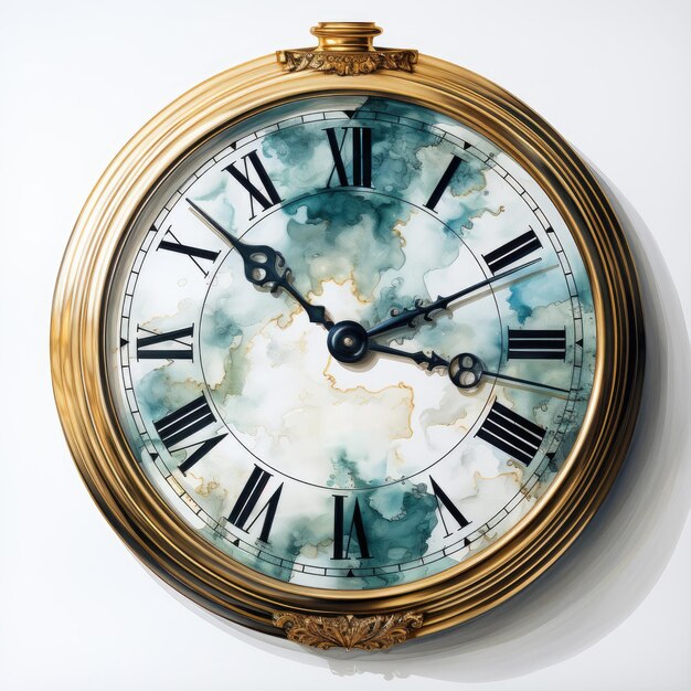 Foto reloj de waterco en ilustración de mármol blanco generativo ai