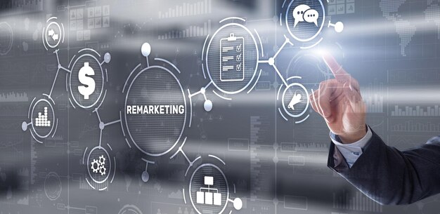 Remarketing en pantalla virtual Business Technology Internet and Finance concept