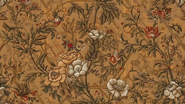 Foto remezcla de patrones florales antiguos de las obras de arte de william morris