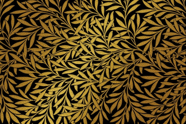Remix de padrão de folha dourada vintage de uma obra de arte de William Morris
