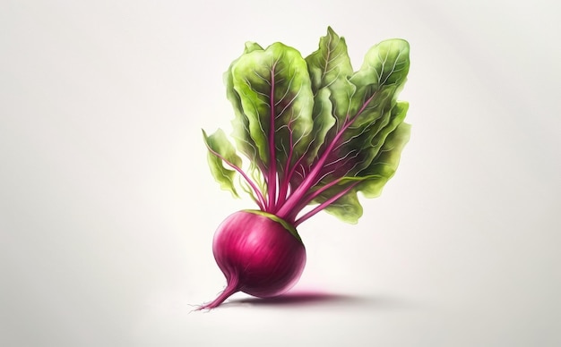 Una remolacha dibujada sobre fondo blanco acuarela vegetal alimentos orgánicos ilustraciones ai generado