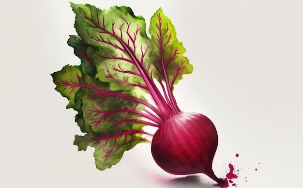 Una remolacha dibujada sobre fondo blanco acuarela vegetal alimentos orgánicos ilustraciones ai generado