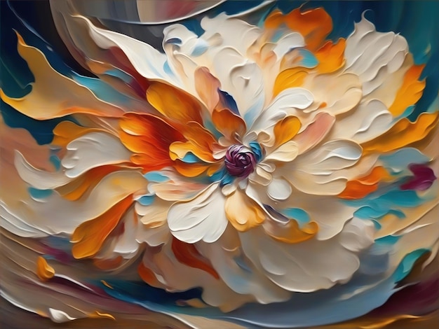 Remolino abstracto en forma de una gran flor hermosa Pintura al óleo de estilo impresionista IA generativa