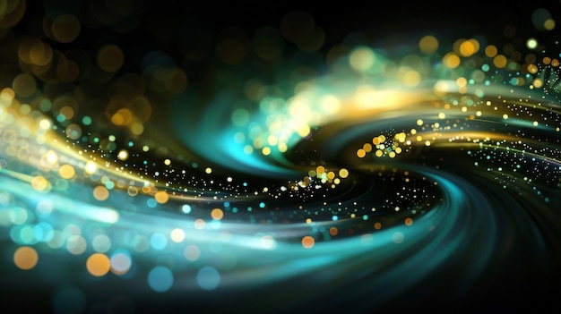 un remolino abstracto de luces de colores sobre un fondo negro