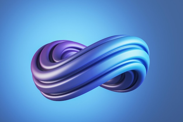 Remolino azul abstracto sobre fondo claro Diseño de líneas de líquido de flujo Representación 3D