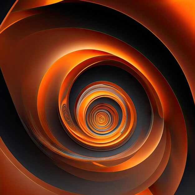 Remolino de fantasía abstracto de formas fractales de color naranja brillante Representación 3d de arte fractal digital