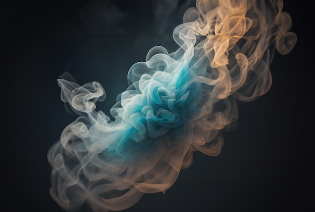 Un remolino de humo azul y blanco está formando un remolino.
