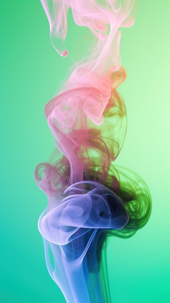 Foto remolino de humo sobre fondo blanco neón multicolor apretado en el estilo de color brillante pálido marco