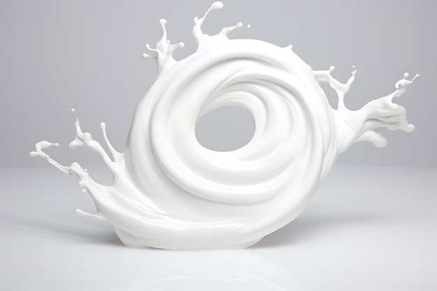 Remolino de leche o salpicadura de pintura blanca o remolino con gotas y salpicaduras