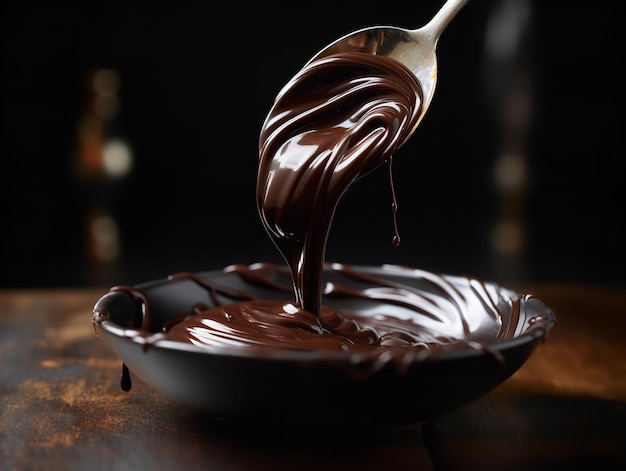 El remolino sensual de una ganache de chocolate