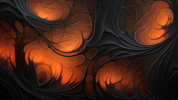 remolinos abstractos de color naranja y negro sobre un fondo negro