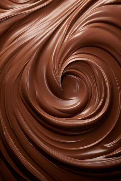 Los remolinos de crema de chocolate como fondo El chocolate caliente