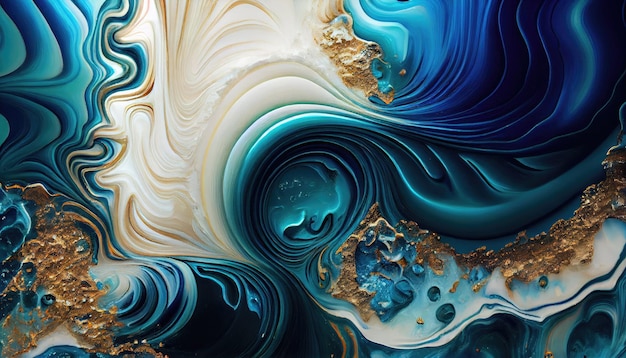 Remolinos de mármol y ondas de ágata Océano abstracto con textura de lujo natural