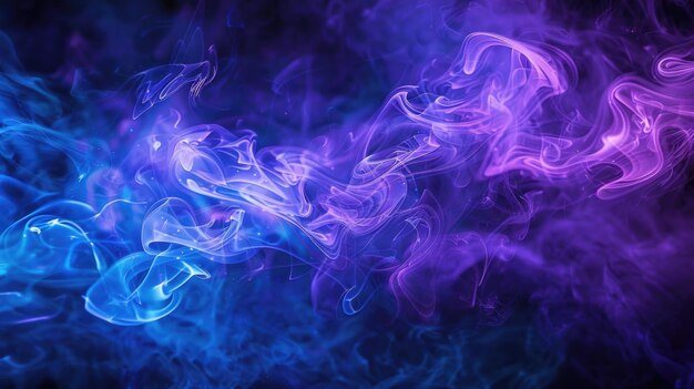 Los remolinos purpúreos y azules abstractos con partículas brillantes