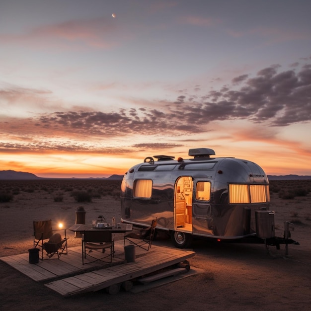 Remolque airstream vintage en el desierto