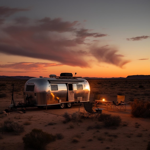 Remolque airstream vintage en el desierto