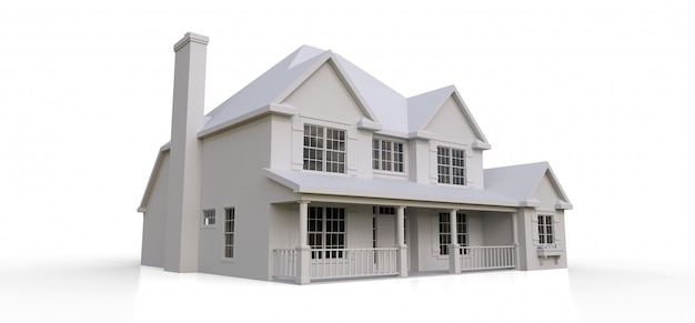Foto renda de uma casa de campo americana clássica. renderização em 3d.