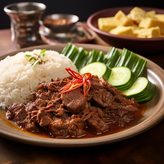 Rendang de carne de res malayo indonesio