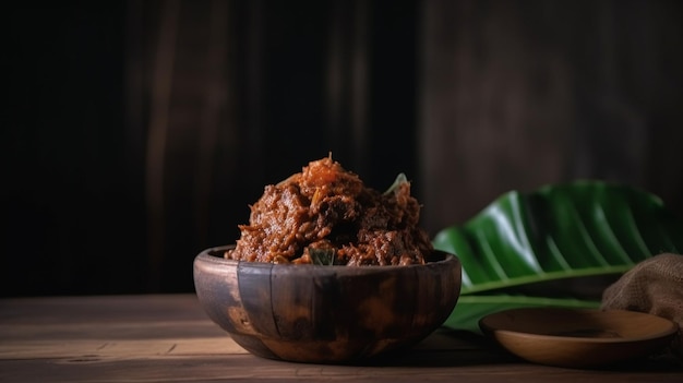 Rendang Daging Sapi ou ensopado de carne comida tradicional de Padang Indonésia