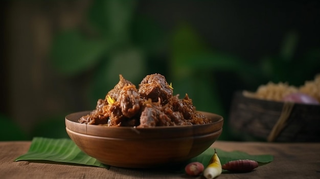 Rendang Padang estofado de ternera picante de Padang Indonesia