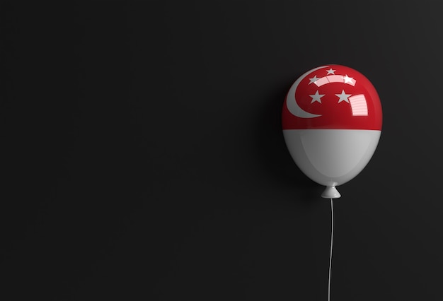 Render 3D 9º día de la independencia de Singapur Banner Globo de bandera de Singapur.