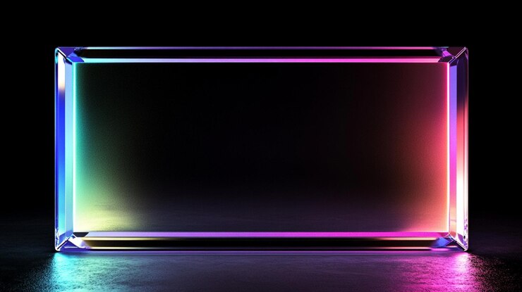 Render 3d abstracto fondo de neón forma cuadrada líneas brillantes rosadas pasillo luz ultravioleta