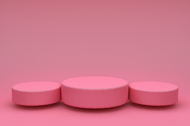 Render 3D abstracto. Plataforma rosa para exhibición de productos. Lugar interior del podio. Plantilla de decoración en blanco para.