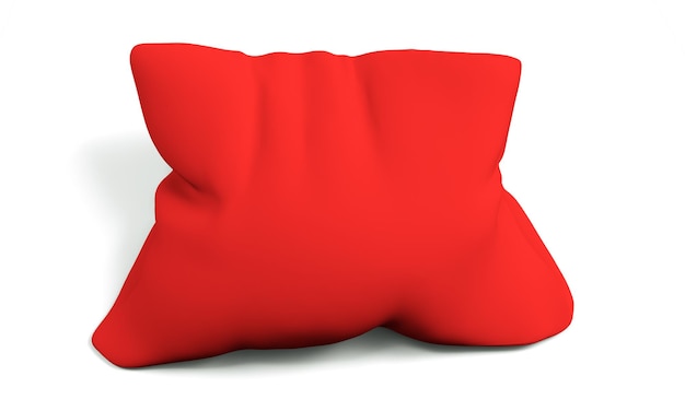 Render 3d de almohada de terciopelo rojo real aislada sobre fondo blanco