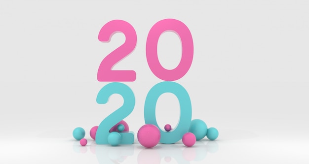 Render 3D de año nuevo 2020