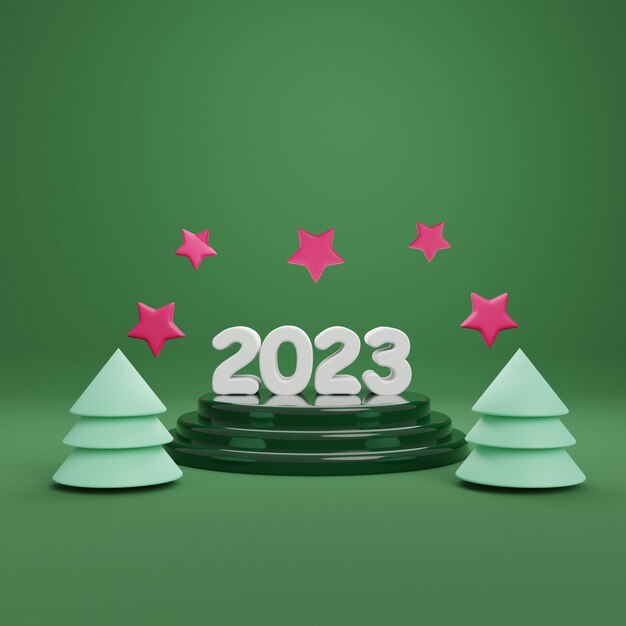 Render 3d de año nuevo 2023