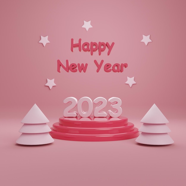 Render 3d de año nuevo 2023