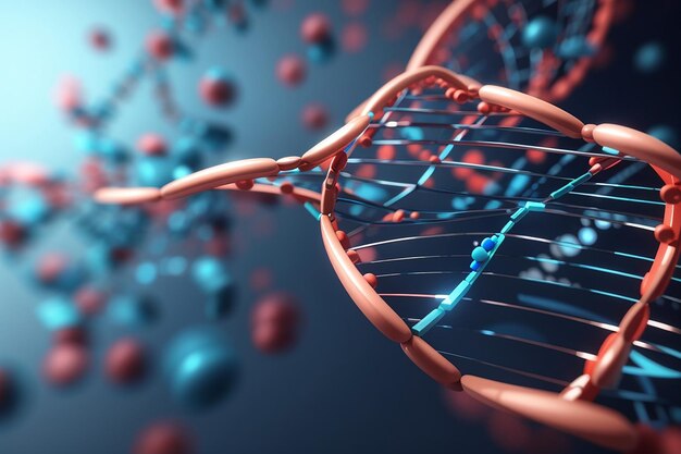 Render 3D de antecedentes médicos con hebras de ADN