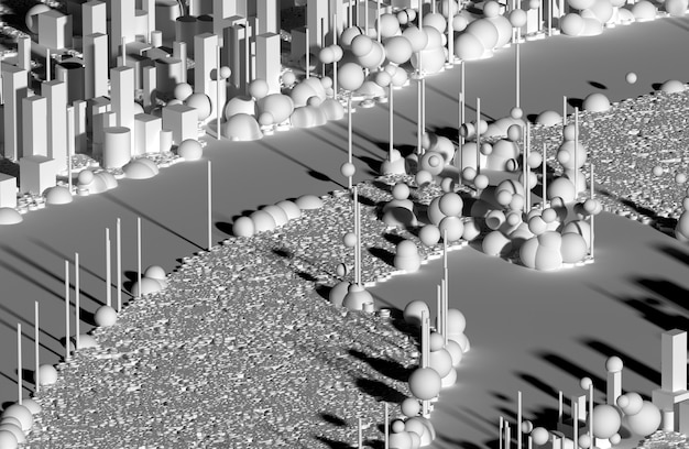 Render 3D del arte abstracto de la dispersión