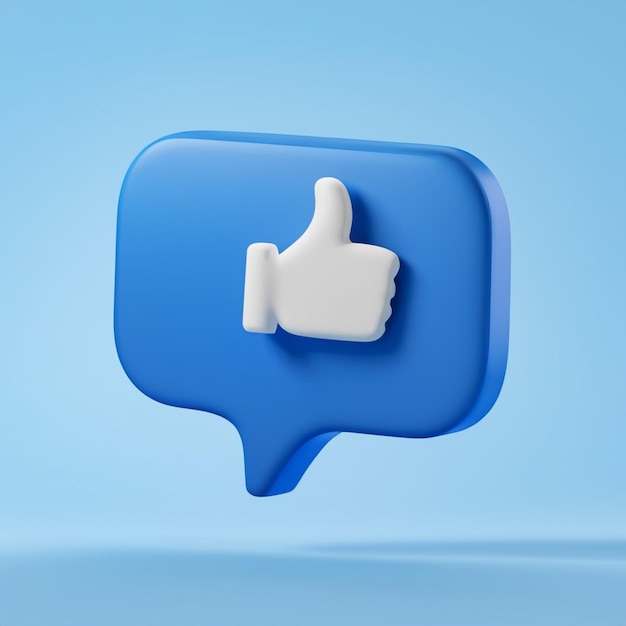 Render 3D de azul como icono en la burbuja del discurso Concepto de redes sociales