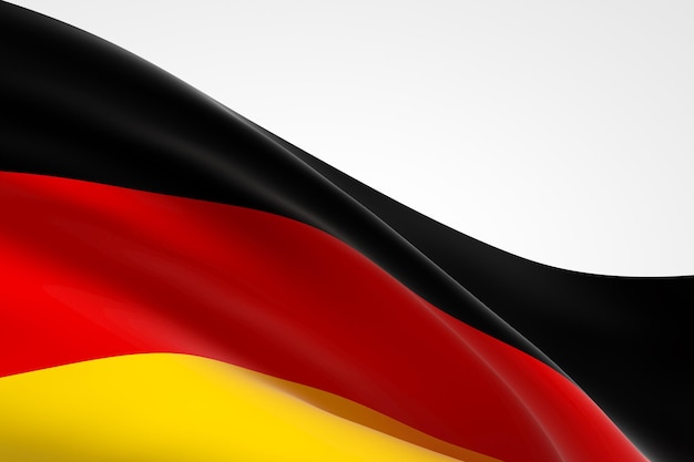 Render 3D de la bandera alemana ondeando.