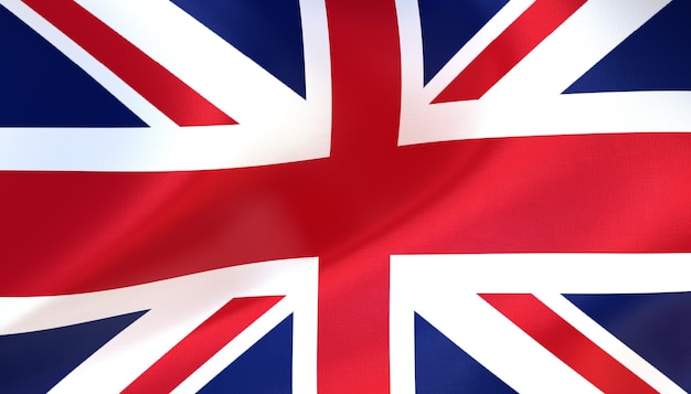 Render 3d de la bandera de Inglaterra con textura