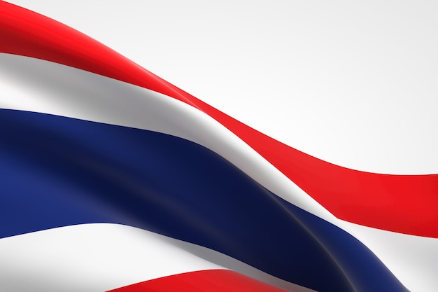 Render 3D de la bandera tailandesa ondeando.