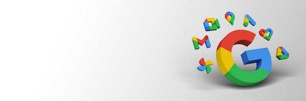 Render 3d de banner de productos de Google