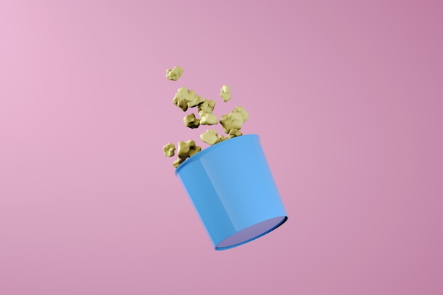 Render 3D de caja de palomitas de maíz azul