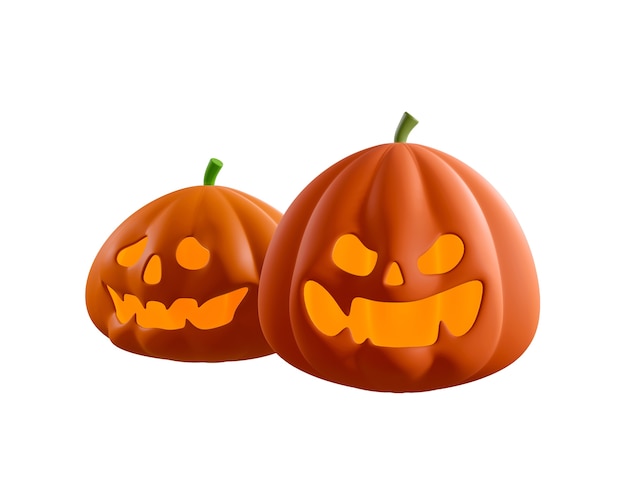 Render 3D de calabazas de Halloween aisladas