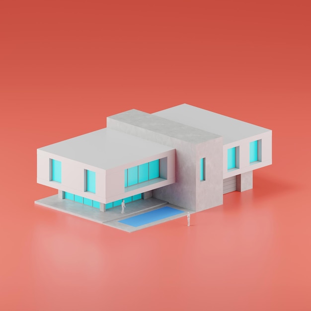 Foto render 3d de una casa moderna concepto de bienes raíces