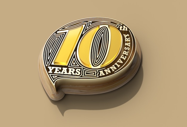 Foto render 3d celebración del aniversario de los 10 años - trazado de recorte creado con la herramienta pluma incluido en jpeg fácil de componer.