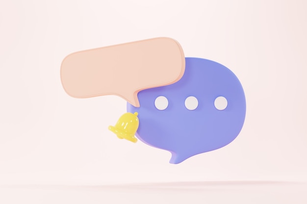 Render 3d de chat de burbuja o barra de conversación con notificación Plataforma de redes sociales con comentario Discurso de conversación en la aplicación