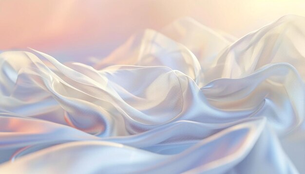 Render 3D de cintas de seda blanca que fluyen con gracia