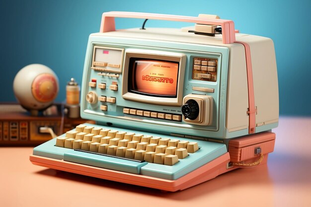 Render 3D de computadora vintage